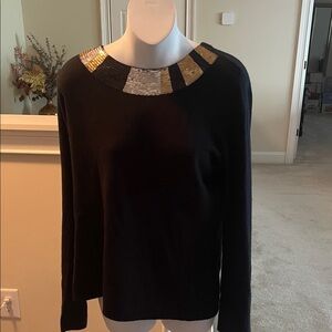 Mercer Street Studio Black Sweater with Gold and Silver Accents